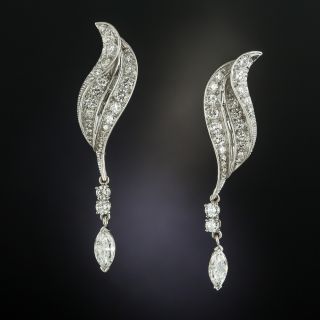 Estate Diamond Dangle Earrings - 2