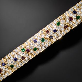 Estate Diamond, Emerald, Ruby and Sapphire Bracelet - 2