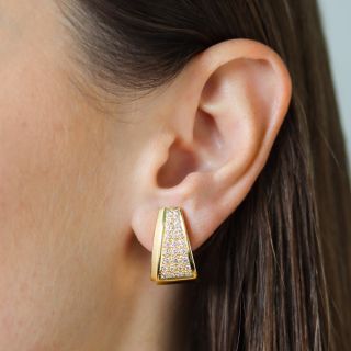 Estate Diamond Half Hoop Earrings