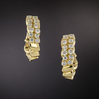 Estate Diamond Hoop Clip Earrings - 2