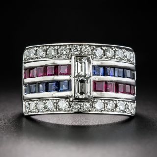 Estate Diamond ,Sapphire and Ruby Band Ring - 1