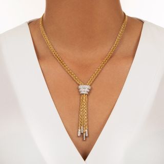 Estate Diamond Tassel Necklace, Italy