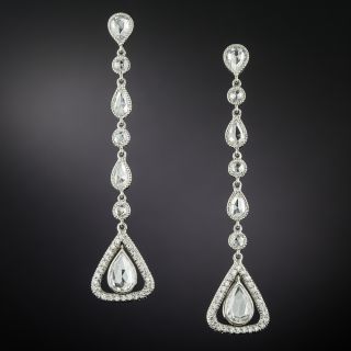 Estate Drop Earrings With Rose Cut Diamonds - 1