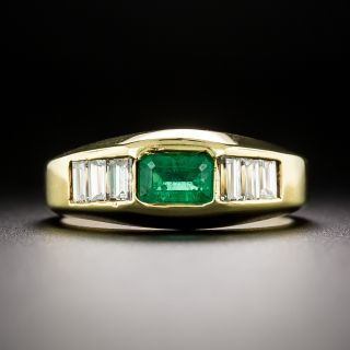Estate Emerald and Baguette Diamond Ring - 3