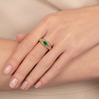 Estate Emerald and Baguette Diamond Ring