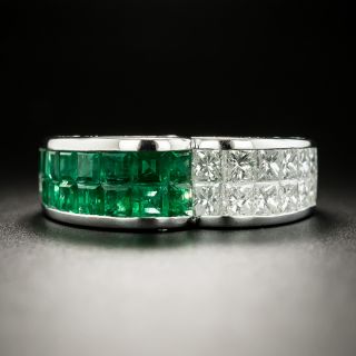 Estate Emerald and Diamond Band Ring - 2