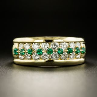 Estate Emerald And Diamond Band Ring - 3