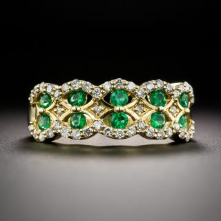 Estate Emerald and Diamond Band Ring - 3