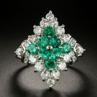 Estate Emerald and Diamond Cluster Ring - 3