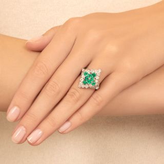 Estate Emerald and Diamond Cluster Ring