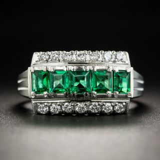 Estate Emerald and Diamond Ring - 2
