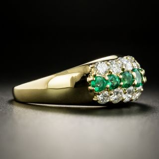 Estate Emerald and Diamond Three Row Band Ring