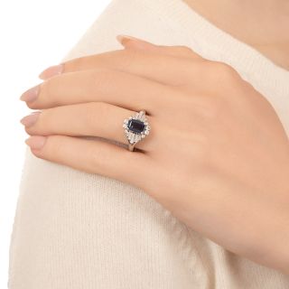Estate Emerald-Cut Sapphire and Diamond Ring