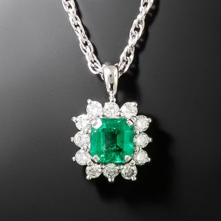 Estate Emerald Diamond Drop - 2