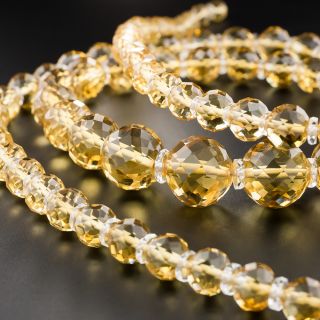 Estate Faceted Citrine and Rock Crystal Bead Necklace - 3