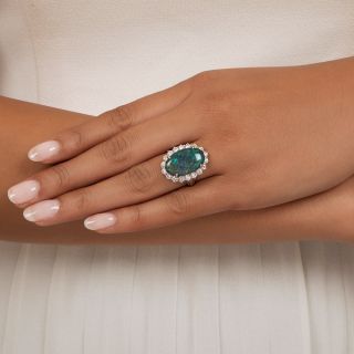 Estate Fine Black Opal and Diamond Ring
