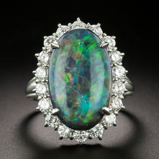 Estate Fine Black Opal and Diamond Ring - 2