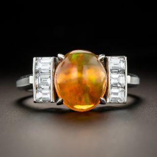 Estate Fire Opal and Diamond Ring - 2