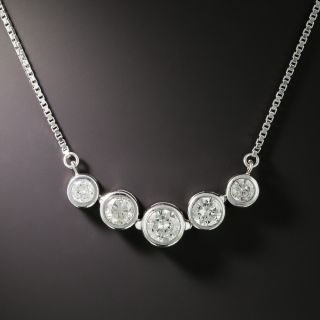  Estate Five-Diamond Bezel-Set Necklace - 2