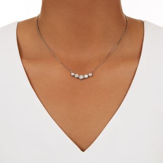  Estate Five-Diamond Bezel-Set Necklace