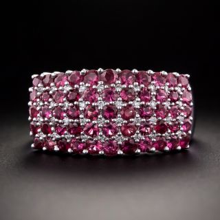 Estate Five-Row Ruby and Diamond Band Ring - 3