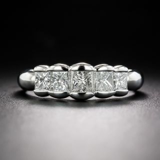 Estate Five-Stone Princess-Cut Diamond Band Ring - 1