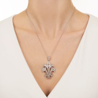 Estate Fleur-de-Lys Rose-Cut Diamond Pendant