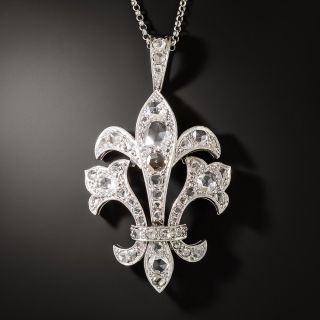 Estate Fleur-de-Lys Rose-Cut Diamond Pendant - 2