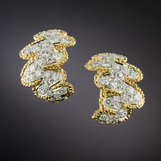 Estate Free-Form Diamond Earrings - 3