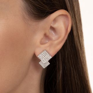 Estate Geometric Pavé Diamond Earrings