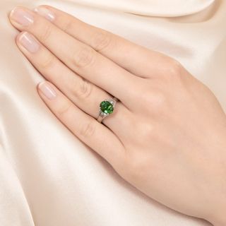 Estate Green Tourmaline and Baguette Diamond Ring