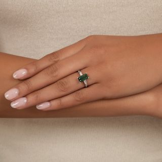 Estate Green Tourmaline and Diamond Ring