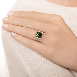 Estate Green Tourmaline and Diamond Ring