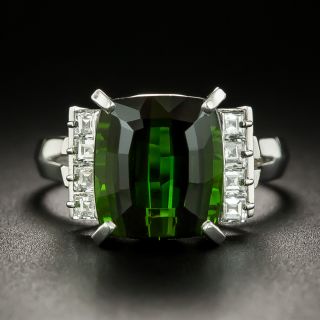Estate Green Tourmaline and Diamond Ring - 2