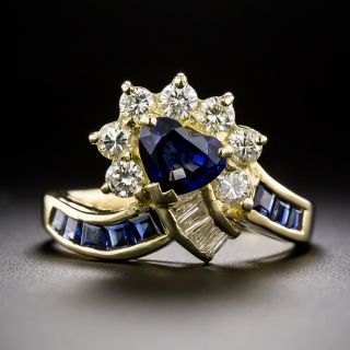 Estate Heart-Shaped Sapphire and Diamond Ring - 1