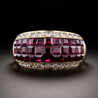 Estate Invisibly Set Ruby and Diamond Band Ring - 2