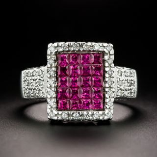 Estate Invisibly-Set Ruby and Diamond Ring, Size 8 1/4 - 3