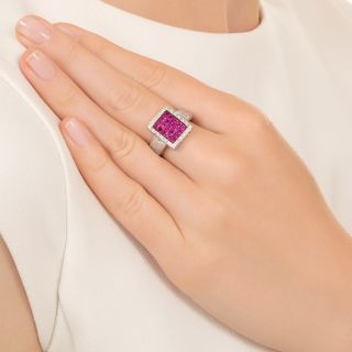 Estate Invisibly-Set Ruby and Diamond Ring, Size 8 1/4