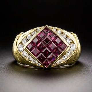 Estate Invisibly-Set Ruby and Diamond Ring - 2