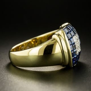 Estate Invisibly-Set Sapphire and Diamond Ring, Size 7 1/4