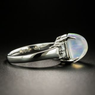 Estate Jelly Opal Cabochon and Diamond Ring