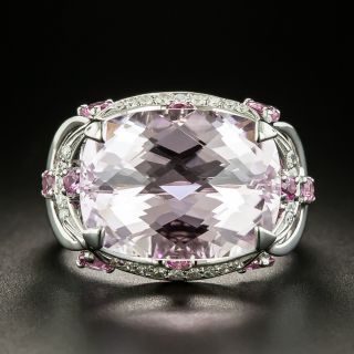 Estate Kunzite, Diamond and Pink Sapphire Ring - 3