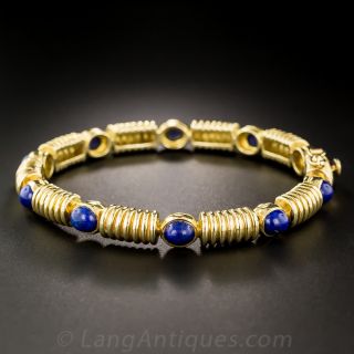 Estate Lapis Lazuli 18K Gold Bangle Bracelet
