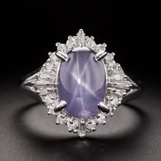 Estate Lavender Star Sapphire and Diamond Halo Ring - 3