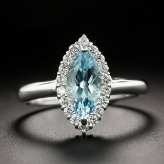 Estate Marquise-Cut Aquamarine and Diamond Ring - 4