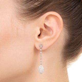 Estate Marquise Diamond Dangle Earrings - GIA