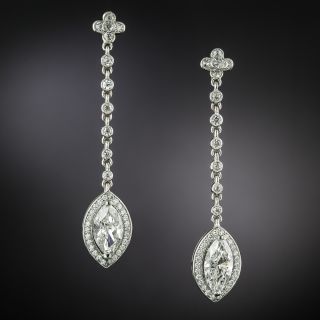 Estate Marquise Diamond Dangle Earrings - GIA - 2