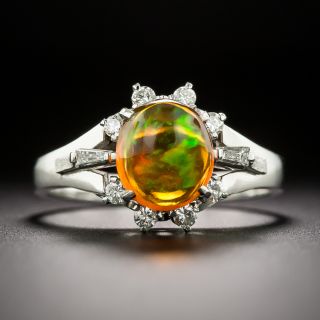 Estate Mexican Fire Opal And Diamond Ring - 3