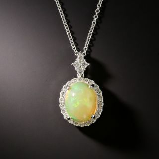 Estate Mexican Opal and Diamond Pendant - 2