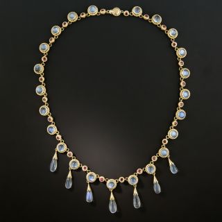 Estate Moonstone and Ruby Necklace
